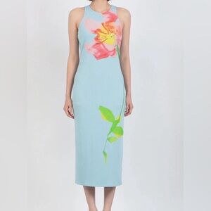 Desigual Floral Ribbed Midi Dress P2P 14” | XS. 211